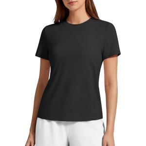 imageG4Free Soft Lyocell Quick Dry Workout Tops for Women  Running Yoga Athletic Gym Casual Short Sleeve TShirt BreathableBlack