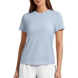 imageG4Free Soft Lyocell Quick Dry Workout Tops for Women  Running Yoga Athletic Gym Casual Short Sleeve TShirt BreathableLight Denim