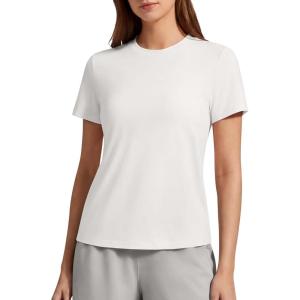 imageG4Free Soft Lyocell Quick Dry Workout Tops for Women  Running Yoga Athletic Gym Casual Short Sleeve TShirt BreathablePure White
