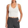 imageG4Free BareFeel Workout Racerback Tank Tops Removable Padded Built in Bra Yoga Tanks Athletic Gym Tennis TopPure White