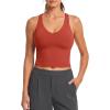 imageG4Free BareFeel Workout Racerback Tank Tops Removable Padded Built in Bra Yoga Tanks Athletic Gym Tennis TopRust Orange