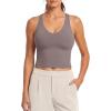 imageG4Free BareFeel Workout Racerback Tank Tops Removable Padded Built in Bra Yoga Tanks Athletic Gym Tennis TopTaupe