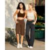 imageG4Free Capri Pants for Women 14 Knee Length Wide Leg Yoga Capris Dressy Casual Summer Crop Pants with PocketsDark Coffee