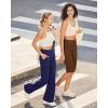 imageG4Free Capri Pants for Women 14 Knee Length Wide Leg Yoga Capris Dressy Casual Summer Crop Pants with PocketsDark Coffee