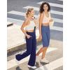 imageG4Free Capri Pants for Women 14 Knee Length Wide Leg Yoga Capris Dressy Casual Summer Crop Pants with PocketsDenim Blue