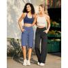 imageG4Free Capri Pants for Women 14 Knee Length Wide Leg Yoga Capris Dressy Casual Summer Crop Pants with PocketsDenim Blue
