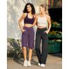 imageG4Free Capri Pants for Women 14 Knee Length Wide Leg Yoga Capris Dressy Casual Summer Crop Pants with PocketsGrape Purple