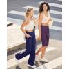 imageG4Free Capri Pants for Women 14 Knee Length Wide Leg Yoga Capris Dressy Casual Summer Crop Pants with PocketsGrape Purple
