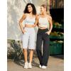 imageG4Free Capri Pants for Women 14 Knee Length Wide Leg Yoga Capris Dressy Casual Summer Crop Pants with PocketsLight Grey