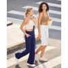 imageG4Free Capri Pants for Women 14 Knee Length Wide Leg Yoga Capris Dressy Casual Summer Crop Pants with PocketsWhite