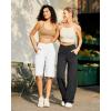 imageG4Free Capri Pants for Women 14 Knee Length Wide Leg Yoga Capris Dressy Casual Summer Crop Pants with PocketsWhite