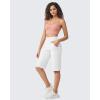 imageG4Free Capri Pants for Women 14 Knee Length Wide Leg Yoga Capris Dressy Casual Summer Crop Pants with PocketsWhite