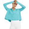 imageG4Free Skimetic Womens UPF 50 Sun Protection Hoodie Shirts Quick Dry Rash Guard Long Sleeve Zip Athlete Jacket Pocket HikingLake Blue
