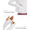 imageG4Free Skimetic Womens UPF 50 Sun Protection Hoodie Shirts Quick Dry Rash Guard Long Sleeve Zip Athlete Jacket Pocket HikingWhite