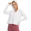 imageG4Free Skimetic Womens UPF 50 Sun Protection Hoodie Shirts Quick Dry Rash Guard Long Sleeve Zip Athlete Jacket Pocket HikingWhite