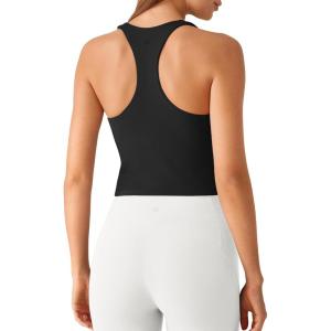 imageG4Free BareFeel Workout Racerback Tank Tops Removable Padded Built in Bra Yoga Tanks Athletic Gym Tennis TopBlack