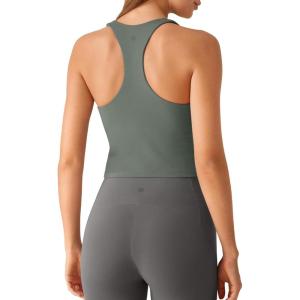 imageG4Free BareFeel Workout Racerback Tank Tops Removable Padded Built in Bra Yoga Tanks Athletic Gym Tennis TopGray Sage