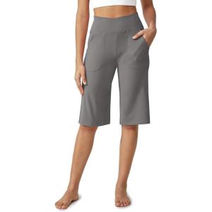 imageG4Free Capri Pants for Women 14 Knee Length Wide Leg Yoga Capris Dressy Casual Summer Crop Pants with PocketsMocha Brown