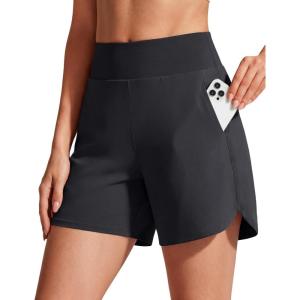 imageG4Free Chillwhisp Running Shorts for Women 4  High Waist Lightweight Casual Athletic Shorts Builtin Liner with PocketsBlack