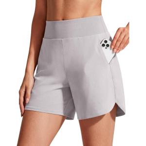 imageG4Free Chillwhisp Running Shorts for Women 4  High Waist Lightweight Casual Athletic Shorts Builtin Liner with PocketsChime Gray
