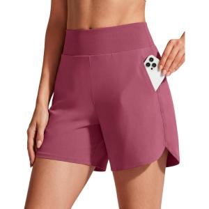 imageG4Free Chillwhisp Running Shorts for Women 4  High Waist Lightweight Casual Athletic Shorts Builtin Liner with PocketsDark Burgundy