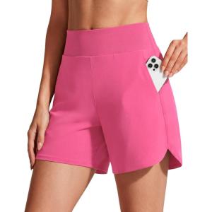 imageG4Free Chillwhisp Running Shorts for Women 4  High Waist Lightweight Casual Athletic Shorts Builtin Liner with PocketsRosy Pink