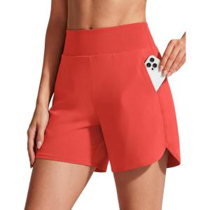 imageG4Free Chillwhisp Running Shorts for Women 4  High Waist Lightweight Casual Athletic Shorts Builtin Liner with PocketsRust Orange