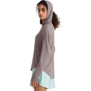 imageG4Free Lightbreeze UPF 50 UV Long Sleeve Workout Shirts for Women  Sun Hoodie Loose Fit with Thumholes Hiking CasualGray Lilac
