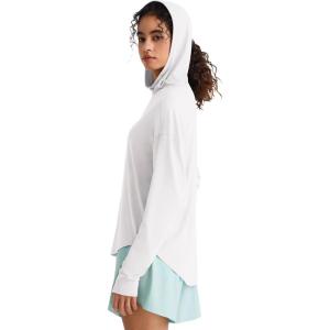 imageG4Free Lightbreeze UPF 50 UV Long Sleeve Workout Shirts for Women  Sun Hoodie Loose Fit with Thumholes Hiking CasualWhite