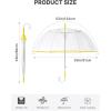 imageG4Free 52 inch Clear Bubble Umbrella Large Canopy Transparent Dome Coverage Stick Umbrella J Hook Handle European Style for WeddingsPromGraduation and Outdoor EventsLemonade Trim