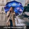 imageG4Free Strong Windproof Travel Umbrella 42 Inch Compact Umbrellas for Rain amp Sun with Double Canopy Automatic Portable DurableBlackInterstellar
