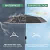 imageG4Free Strong Windproof Travel Umbrella 42 Inch Compact Umbrellas for Rain amp Sun with Double Canopy Automatic Portable DurableBlackInterstellar