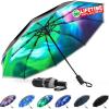 imageG4Free Strong Windproof Travel Umbrella 42 Inch Compact Umbrellas for Rain amp Sun with Double Canopy Automatic Portable DurableBlackAurora
