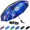 imageG4Free Strong Windproof Travel Umbrella 42 Inch Compact Umbrellas for Rain amp Sun with Double Canopy Automatic Portable DurableBlackInterstellar