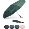 imageG4Free Strong Windproof Travel Umbrella 42 Inch Compact Umbrellas for Rain amp Sun with Double Canopy Automatic Portable DurableDark Green