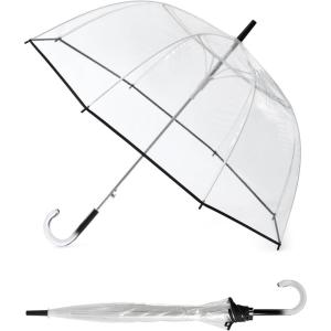 imageG4Free 52 inch Clear Bubble Umbrella Large Canopy Transparent Dome Coverage Stick Umbrella J Hook Handle European Style for WeddingsPromGraduation and Outdoor EventsBlack Trim