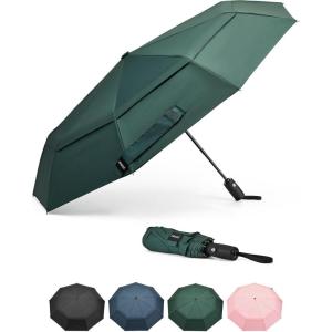 imageG4Free Strong Windproof Travel Umbrella 42 Inch Compact Umbrellas for Rain amp Sun with Double Canopy Automatic Portable DurableDark Green