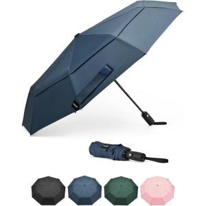 imageG4Free Strong Windproof Travel Umbrella 42 Inch Compact Umbrellas for Rain amp Sun with Double Canopy Automatic Portable DurableNavy Blue