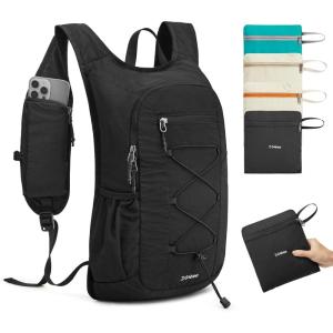 imageG4Free 20L Hiking Backpack Lightweight Daypack with Phone Pocket Small Packable Foldable Hiking Bag for Women Men BlackBlack