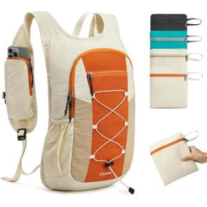 imageG4Free 20L Hiking Backpack Lightweight Daypack with Phone Pocket Small Packable Foldable Hiking Bag for Women Men BlackOrangebeige