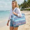 imageG4Free Beach Bag Waterproof Sandproof Large Foldable Beach Tote with Zipper for Women Pool Travel Swim Grocery Tote BagsBlue Red Checkered