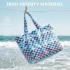 imageG4Free Beach Bag Waterproof Sandproof Large Foldable Beach Tote with Zipper for Women Pool Travel Swim Grocery Tote BagsBlue Red Checkered