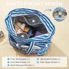 imageG4Free Beach Bag Waterproof Sandproof Large Foldable Beach Tote with Zipper for Women Pool Travel Swim Grocery Tote BagsBlue Strip