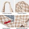 imageG4Free Beach Bag Waterproof Sandproof Large Foldable Beach Tote with Zipper for Women Pool Travel Swim Grocery Tote BagsBrown Checkered