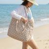 imageG4Free Beach Bag Waterproof Sandproof Large Foldable Beach Tote with Zipper for Women Pool Travel Swim Grocery Tote BagsBrown Checkered