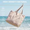 imageG4Free Beach Bag Waterproof Sandproof Large Foldable Beach Tote with Zipper for Women Pool Travel Swim Grocery Tote BagsBrown Checkered