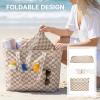 imageG4Free Beach Bag Waterproof Sandproof Large Foldable Beach Tote with Zipper for Women Pool Travel Swim Grocery Tote BagsBrown Checkered