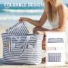imageG4Free Beach Bag Waterproof Sandproof Large Foldable Beach Tote with Zipper for Women Pool Travel Swim Grocery Tote BagsGray Strip