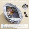 imageG4Free Beach Bag Waterproof Sandproof Large Foldable Beach Tote with Zipper for Women Pool Travel Swim Grocery Tote BagsGray Strip