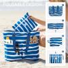 imageG4Free Beach Bags for Women Sandproof Foldable Beach Bag Tote with Waterproof Compartment Pool TravelBlue Ripple